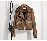 Slim Suede Biker Jacket PU Coat
