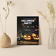 WHITE GLOSSY WEDDING INVITATION : C-SPOOKY HALLOWEEN - IndianWeddingCards