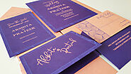 PURPLE MATTE SCREEN PRINTED WEDDING CARD : C-3D ABSTRACT - IndianWeddingCards