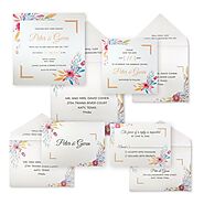 WHITE SHIMMERY FLORAL THEMED WEDDING INVITATION : C-BOUQUET - IndianWeddingCards