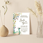 WHITE MATTE WEDDING INVITATION : C-PEACOCK GREEN - IndianWeddingCards