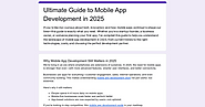 Ultimate Guide to Mobile App Development in 2025