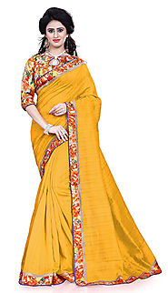 yellow bhagalpuri saree