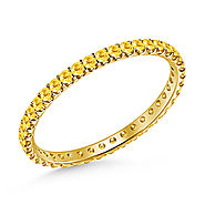 Yellow Sapphire Gemstone Comfort Fit Eternity Band in 14K Yellow Gold