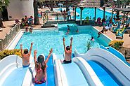 Waterslides at Les Méditerranées Beach Garden campsite in Marseillan