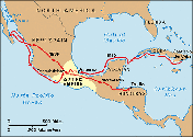 Cortes' Route to the Aztec Empire