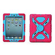 Pepkoo Ipad Mini Silicone Plastic Protective Dual Layer Shock Absorbing Kid-proof Case Built in Stand Designed for th...