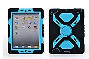 Pepkoo Ipad Mini 1& 2 Case Plastic Kid Proof Extreme Duty Dual Protective Back Cover with Kickstand and Sticker for I...