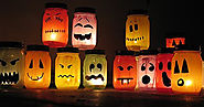 Halloween Luminaries: colorful painted jars