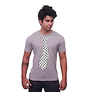 Unisopent Designs Black Box Tie Cotton T-shirts with Grey Blue