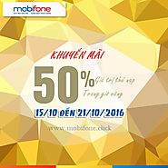 Khuyến mãi 50% Mobifone giờ vàng từ 15 đến 21/10/2016