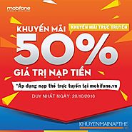 Khuyến mãi 50% Mobifone khi nạp trực tuyến ngày 28/10/2016