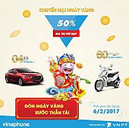 Vinaphone khuyến mãi 50% giá trị thẻ nạp ngày 6/2/2017