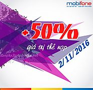 khuyến mãi 50% Mobifone toàn quốc ngày 2/11/2016