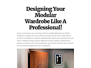 Designing Your Modular Wardrobe Like A Professional!