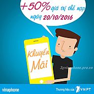 Khuyến mãi 50% giá trị thẻ nạp Vinaphone ngày 20/10/2016