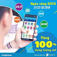 Vinaphone khuyến mãi 100% dung lượng 3G BIG ngày 21-22/10/2016