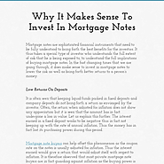 Why It Makes Sense To Invest In Mortgage Notes
