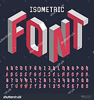 3d isometric alphabet font. Letters, numbers and symbols. Three-Dimensional stock vector typography for headlines, po...