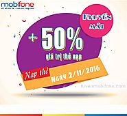 Mobifone khuyến mãi 50% duy nhất ngày 2/11/2016