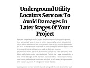 Get Underground Utility Locators Services