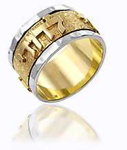 Spinner Yellow and White Gold Hebrew Ring | Hebrings.com