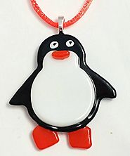 Black and White Penguin Fused Glass Christmas Tree Decoration