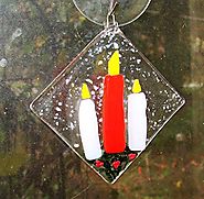 Candles Handmade Fused Glass Christmas Ornament Gift Idea