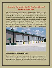 Garage Door Mart Inc. Provides The Durable And Branded Range Of Overhead Door