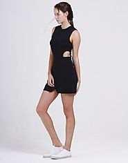 Women's Black Thermal Dress With Cut Outs Online