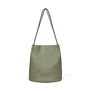 Olive-green Busket-type Shopper Bag