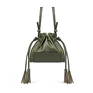 Bucket Bag With Tassel Drawstring In Green