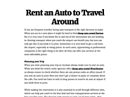 Rent an Auto to Travel Around