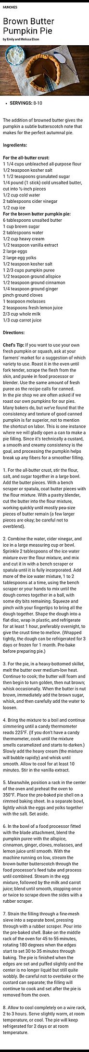 Brown Butter Pumpkin Pie Recipe