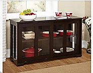 Simple Living Engineered Wood / Tempered Glass Stackable Cabinet, Espresso
