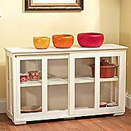 TMS Pacific Stackable Storage with Glass Door, Antique White