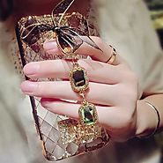 Buy iPhone 3D Bling Rhinestone Chain Girls Lace Bow Back Case
