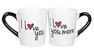 I Love You - I Love You More 20 Oz. Ceramic Coffee Mugs Gift Set