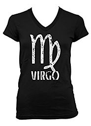 Crazy Cool Distressed Virgo Sign Ladies Sexy V-Neck T-Shirt. For Sexy Virgos. Are YOU HOT?