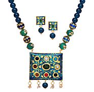 Wedding Special Indian Traditional Kundan and Navratan studded Green Onyx Beaded Necklace set for Women & Girls