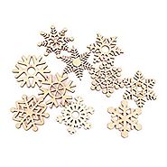 Tinksky Christmas DIY Assorted Wooden Snowflake Cutouts Craft Embellishment Gift Tag Wood Ornament for Weding,Pack of 10