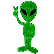 Green Alien UFO Retro Embroidered Applique Iron on Patch #F