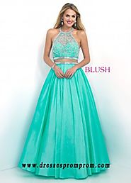 Pink By Blush 5521 Trendy Halter Two Piece Taffeta Ball Gown Sal