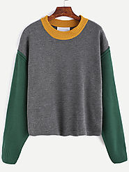 Contrast Dropped Shoulder Seam Sweater