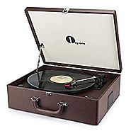 1byone Suit-case Style Turntable with Speaker, Bluetooth support and Vinyl-To-MP3 Recording, Belt Driven Record Playe...