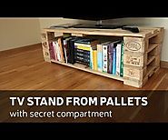 TV stand from pallets with secret compartment