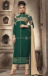 Embellished Straight Cut Aline Dress Pattern Pakistani Suit Online