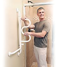 The Curve Grab Bar - Pivoting Ladder Assist Handle and Wall-Mounted Bathroom Standing Mobility Aid