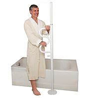 Security Pole and Curve Grab Bar - Tension Mounted Floor to Ceiling Transfer Pole