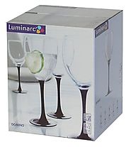 Luminarc Arc International Signature Goblet Glasses with Black Stem (Set of 4), 12 oz, Clear